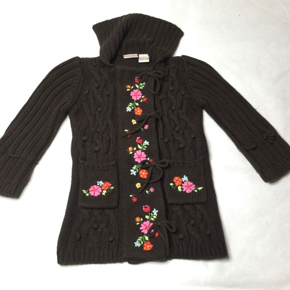 Savannah Flowers embroidered Knitted Toddler Cardigan. - Picture 1 of 12